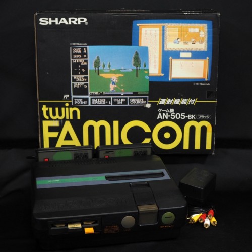 Used Sharp Twin Famicom AN-505-BK Boxed [New Rubber Belt replaced] - Tested & Working