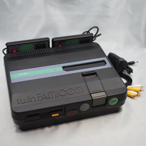 Used Sharp Twin Famicom Black Console AN505BK New Rubber Belt replaced [FF marked] - Tested & Working